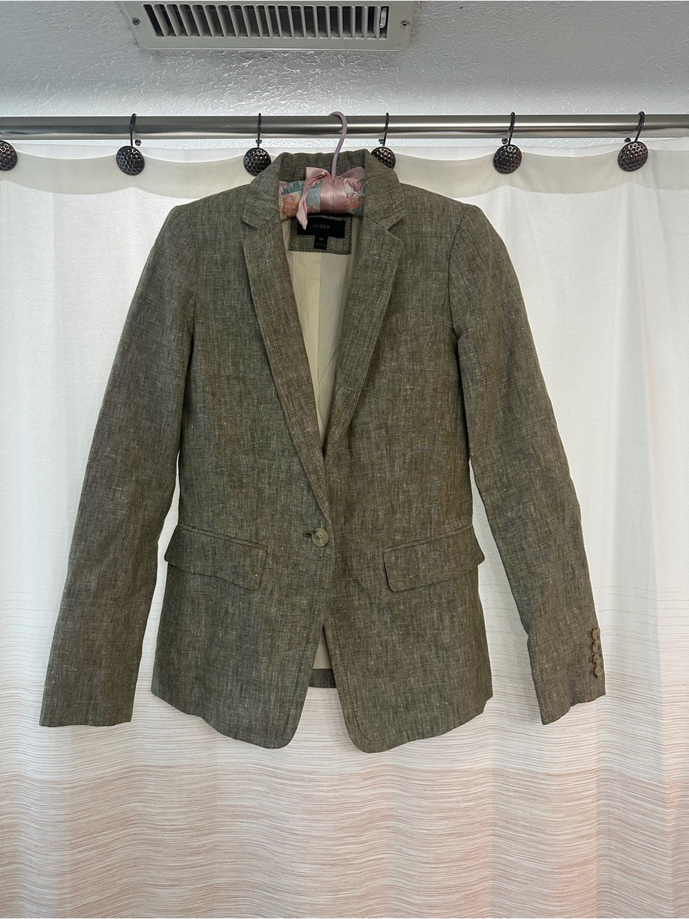 J. Crew Olive Green Single-Button Women’s Linen Blazer Size 00